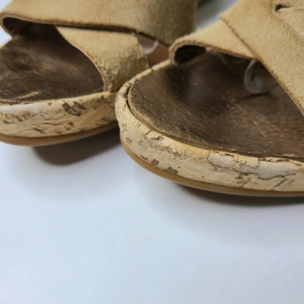 Pedro Garcia Tan Suede Ankle Strap Platform Espadrille Sandals
